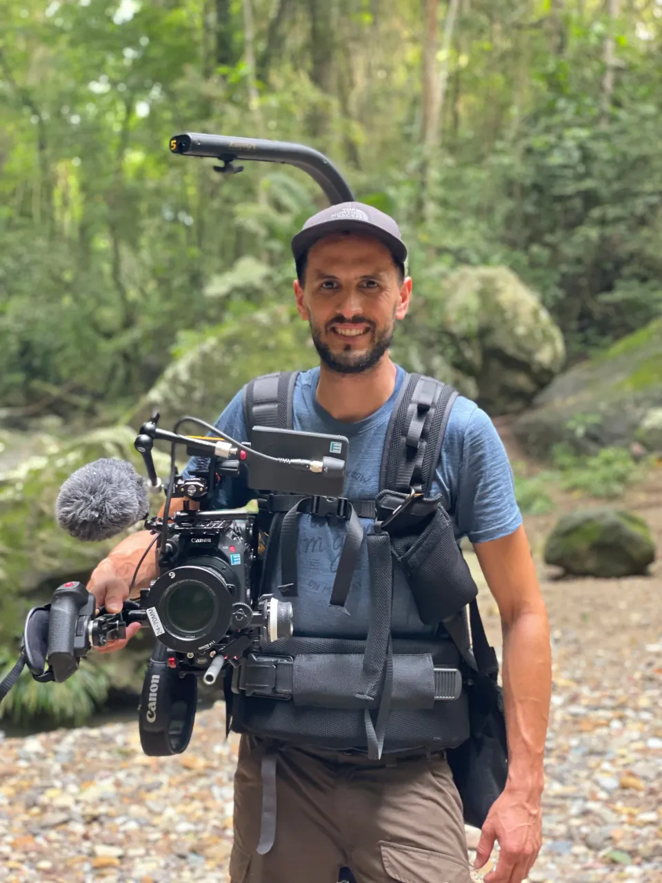 Nico Hambleton on location with a Canon C500 and EasyRig